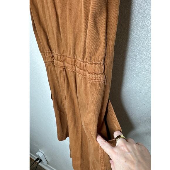 Everlane The Denim Short Coverall Organic Cotton Brown Rust Romper 6 - Picture 8 of 14